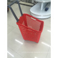 Luxury Supermarket Plastic Shopping Basket with Wheels